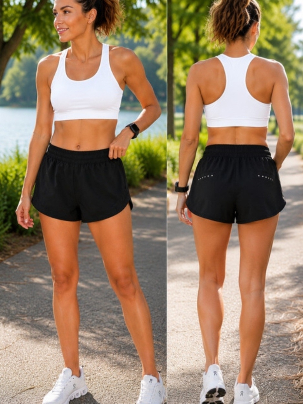 all in motion Black Athletic Running Shorts with Reflective Dots